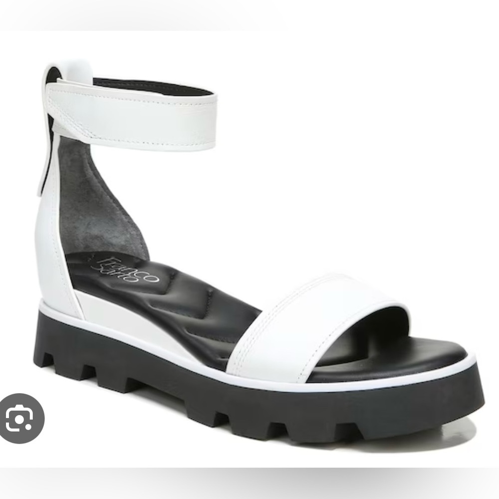 Franco Sarto White and Black Chunky Sandals
